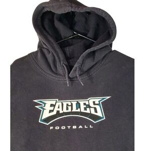 Philadelphia Eagles Football Hoodie Mens Large Black Fleece Pullover Sweatshirt